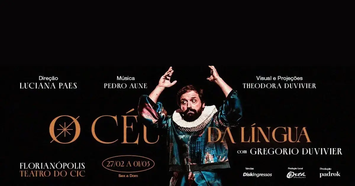 (Foto: Site Floripa / Divulgação) Gregório Duvivier no Teatro Ademir Rosa de 27 a 1º de março